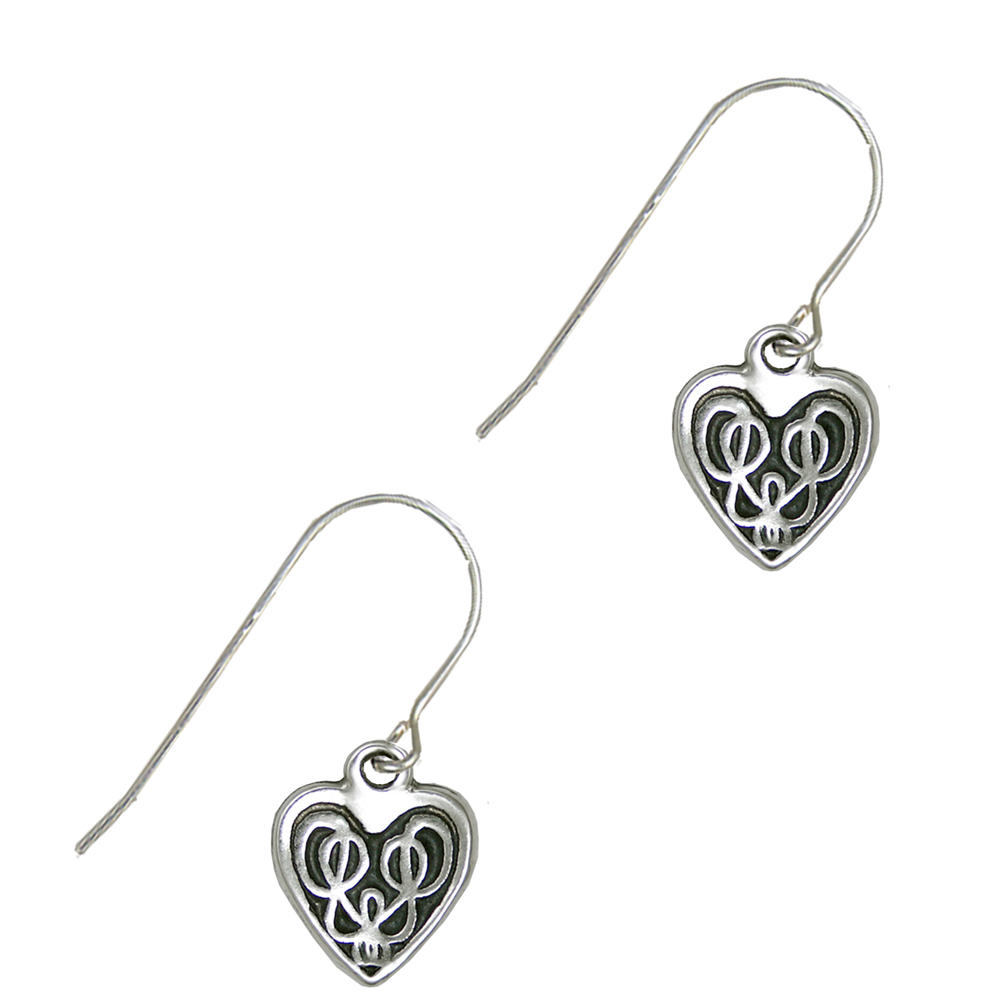 Sterling Silver Celtic Heart Drop Dangle Earrings