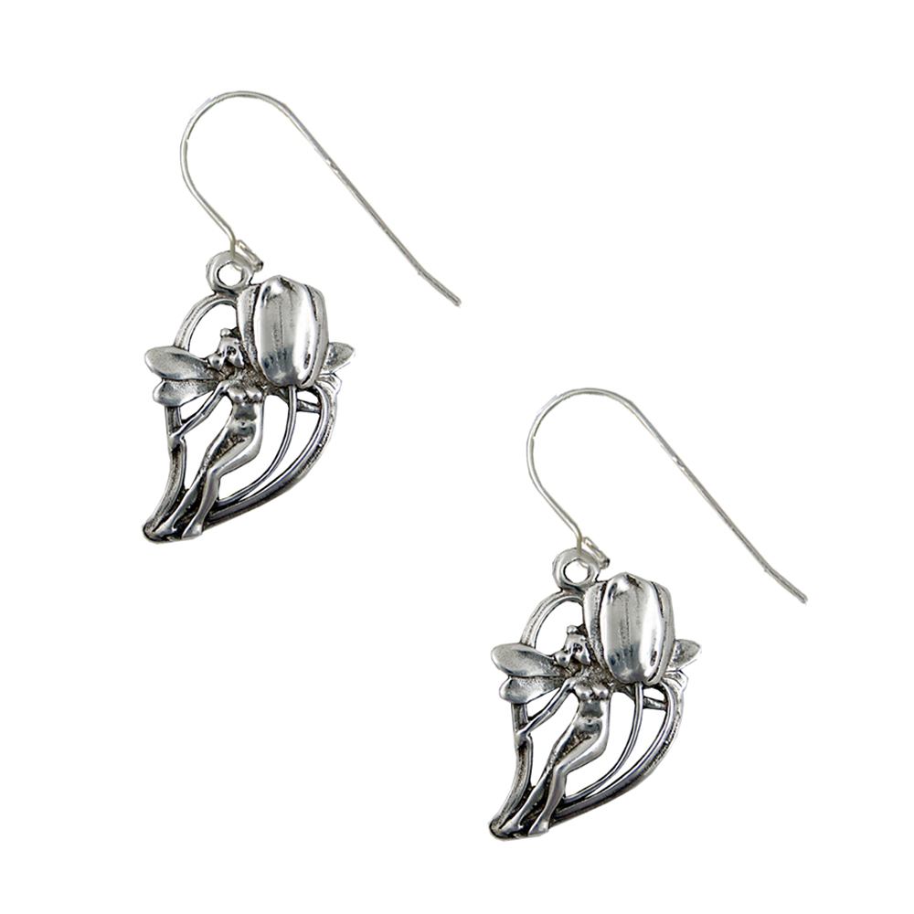 Sterling Silver Shy Fairy Drop Dangle Earrings