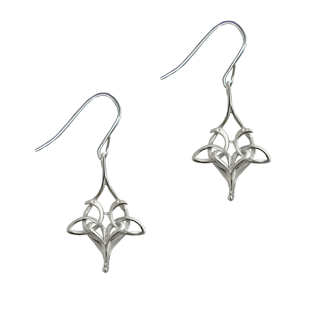 Sterling Silver Celtic Drop Dangle Earrings Design from the Book of Durrow