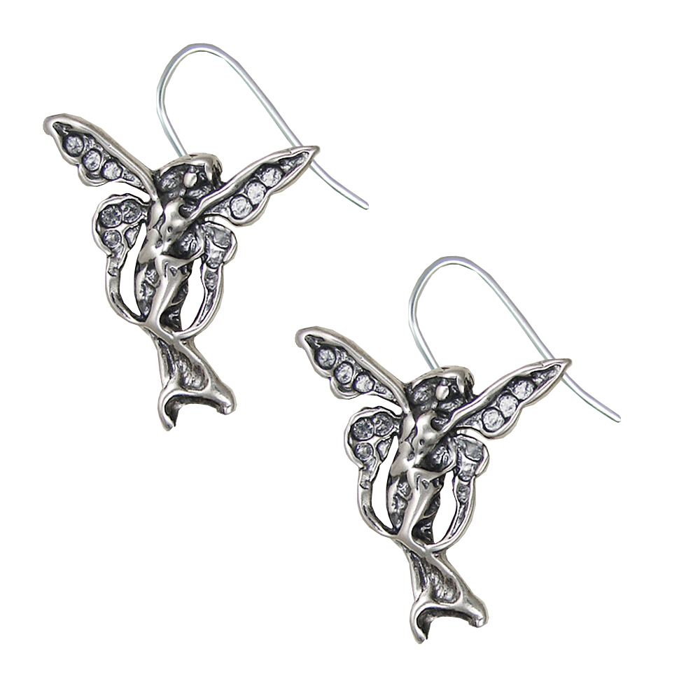 Sterling Silver Fairy of Joyous Mornings Drop Dangle Earrings