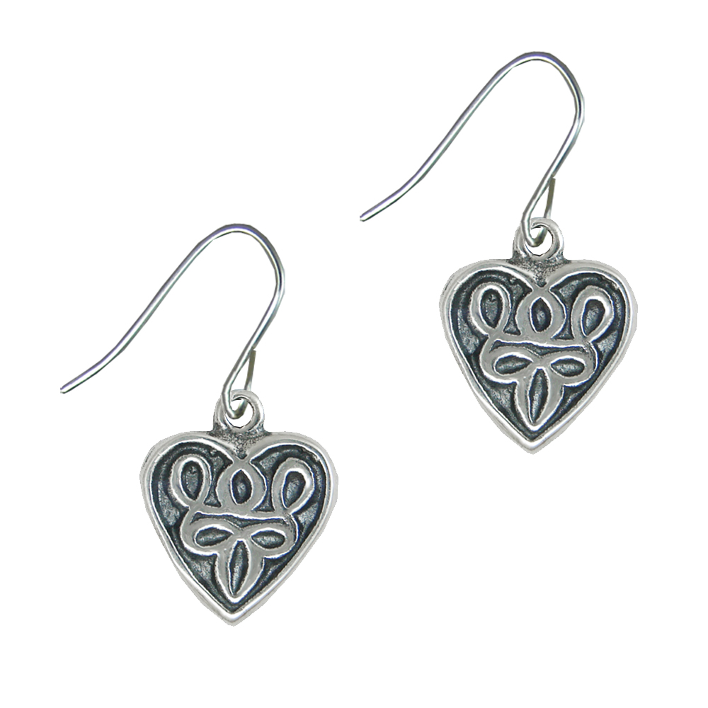 Sterling Silver Irish Celtic Lover's Knot Heart Drop Dangle Earrings