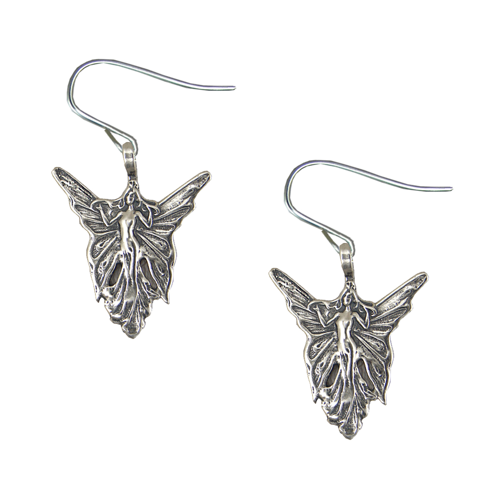 Sterling Silver Fairy of the Butterfly Garden Drop Dangle Earrings