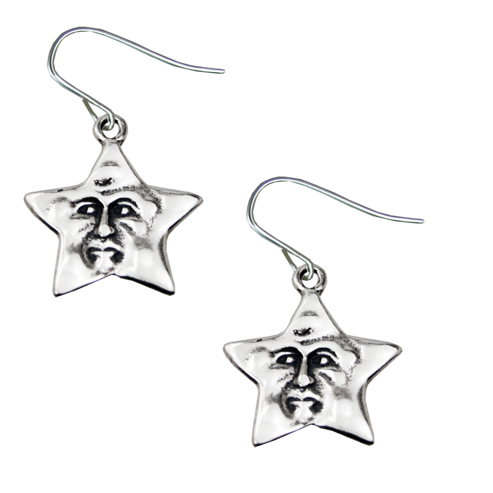 Sterling Silver Wish Upon a Star Drop Dangle Earrings