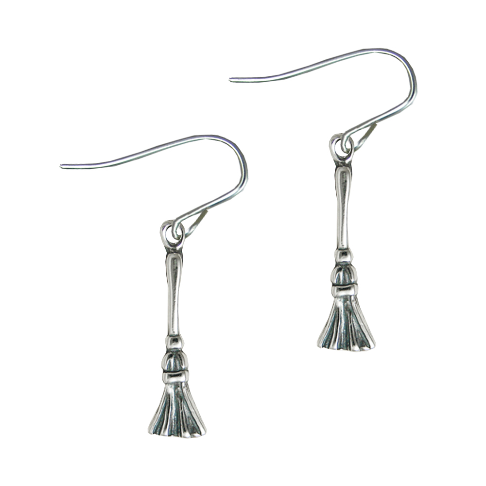 Sterling Silver Little Broom Drop Dangle Earrings