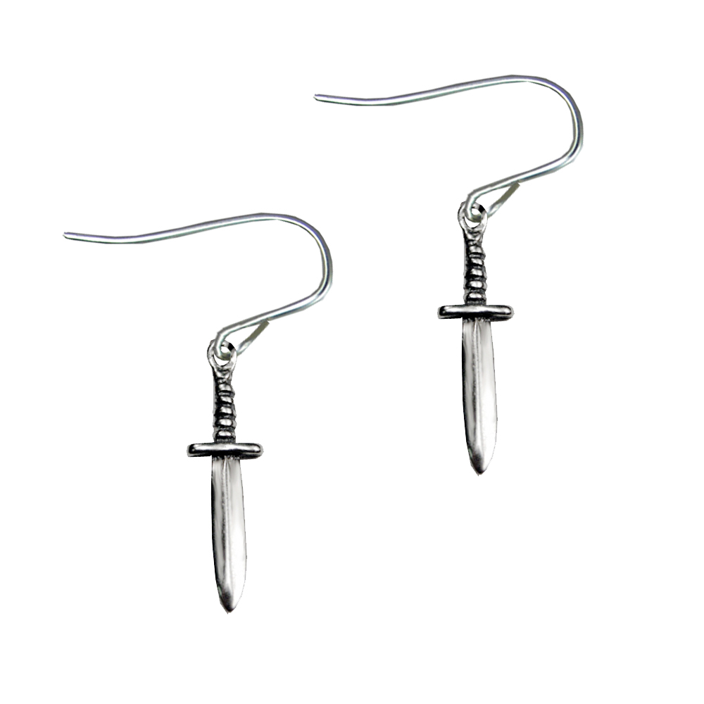 Sterling Silver Little Knife Dagger Drop Dangle Earrings