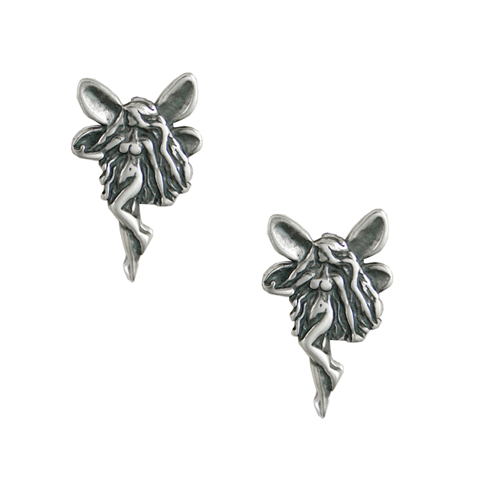 Sterling Silver Flying Fairy Post Stud Earrings