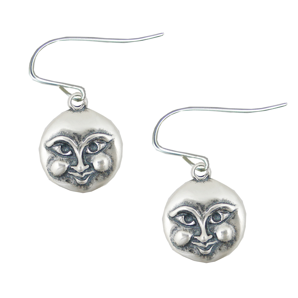 Sterling Silver Moonface Drop Dangle Earrings