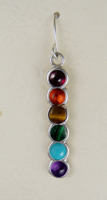 Sterling Silver Rainbow Gemstone Drop Dangle Earrings