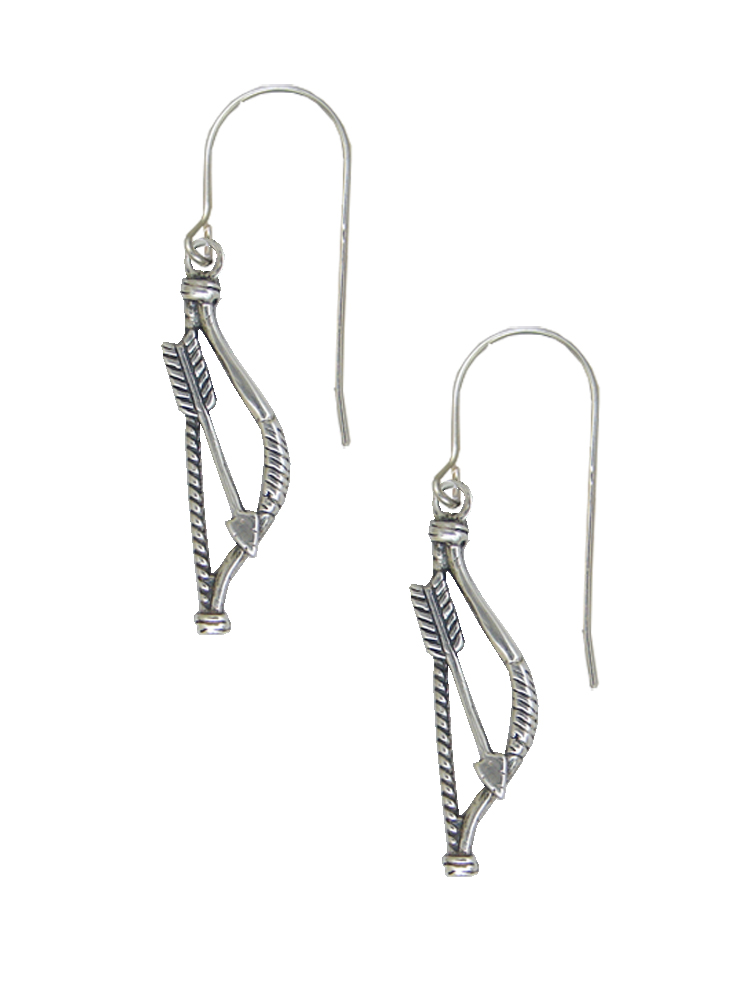 Sterling Silver Petite Bow And Arrow Drop Dangle Earrings