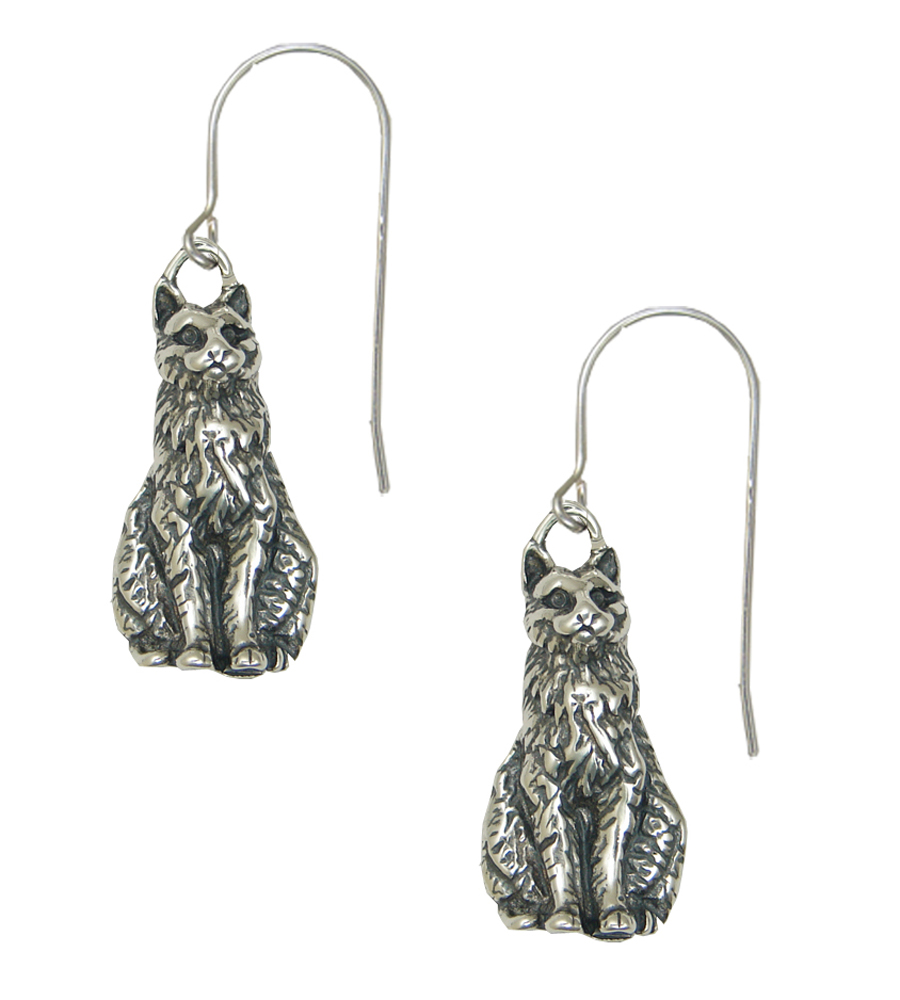 Sterling Silver Lulu Belle The Cat Drop Dangle Earrings