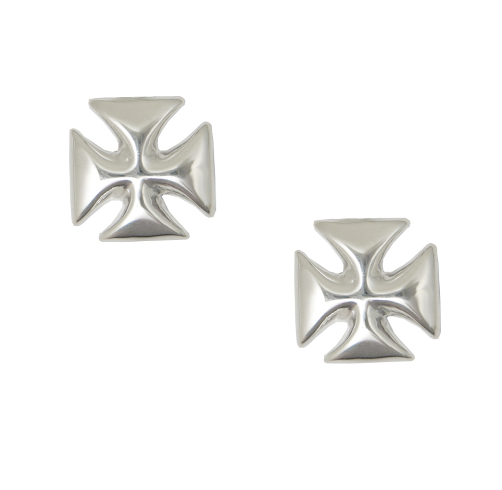 Sterling Silver Iron Cross Post Stud Earrings