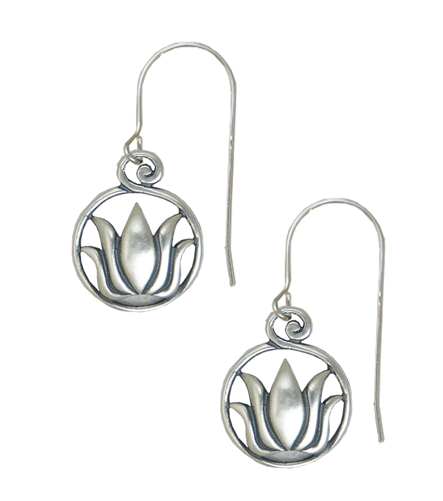 Sterling Silver Lotus Drop Dangle Earrings