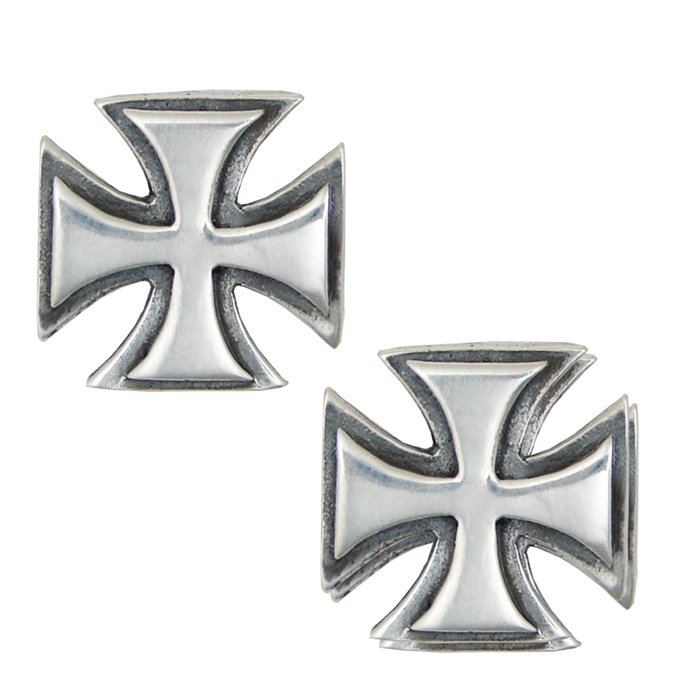 Sterling Silver Iron Cross Post Stud Earrings
