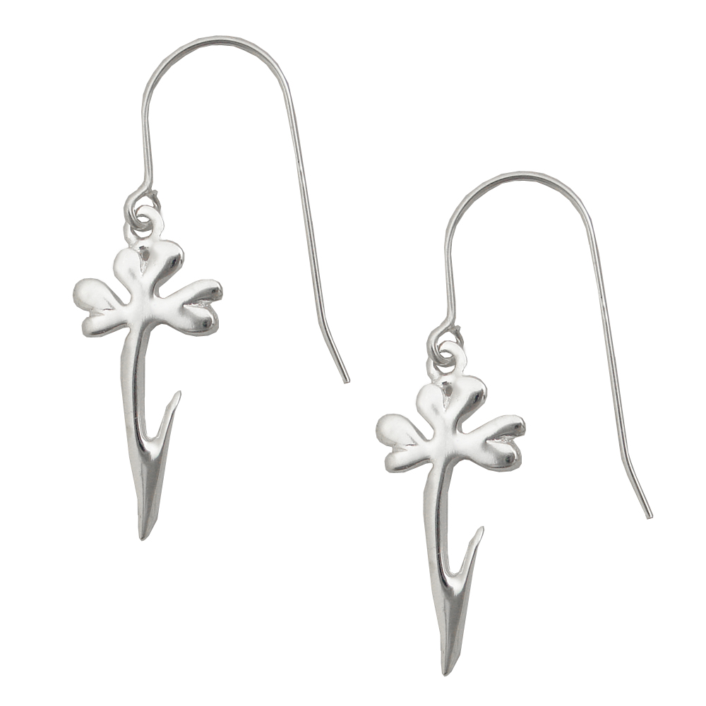 Sterling Silver Small And Lucky Shamrock Drop Dangle Earrings