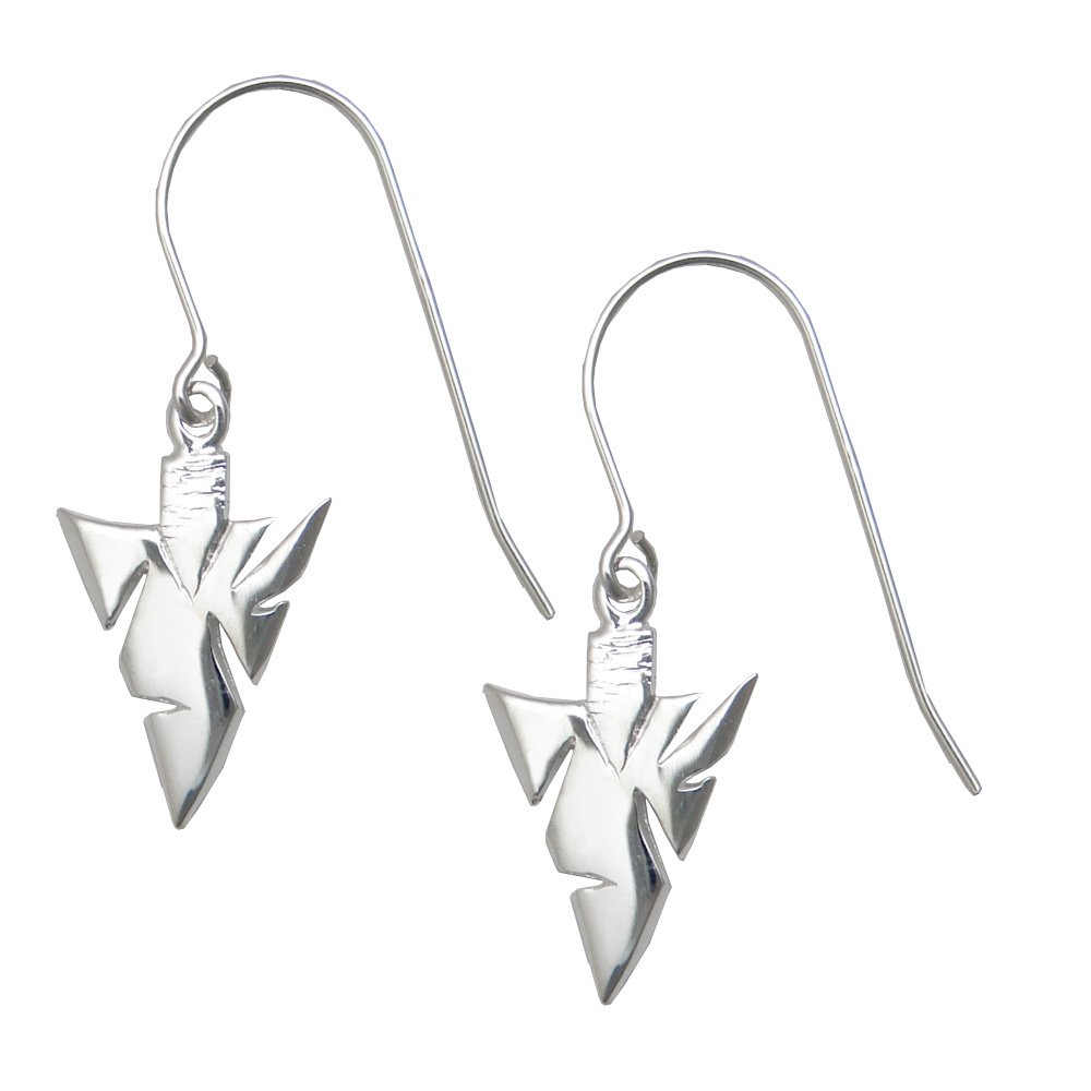 Sterling Silver Small Tribal Arrowhead Drop Dangle Earrings