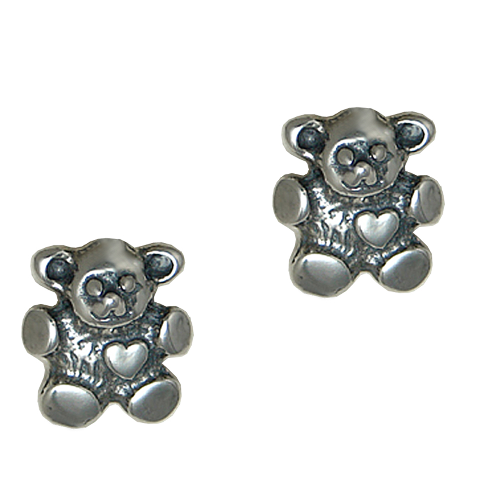 Sterling Silver Tiny Teddy Bear Post Stud Earrings