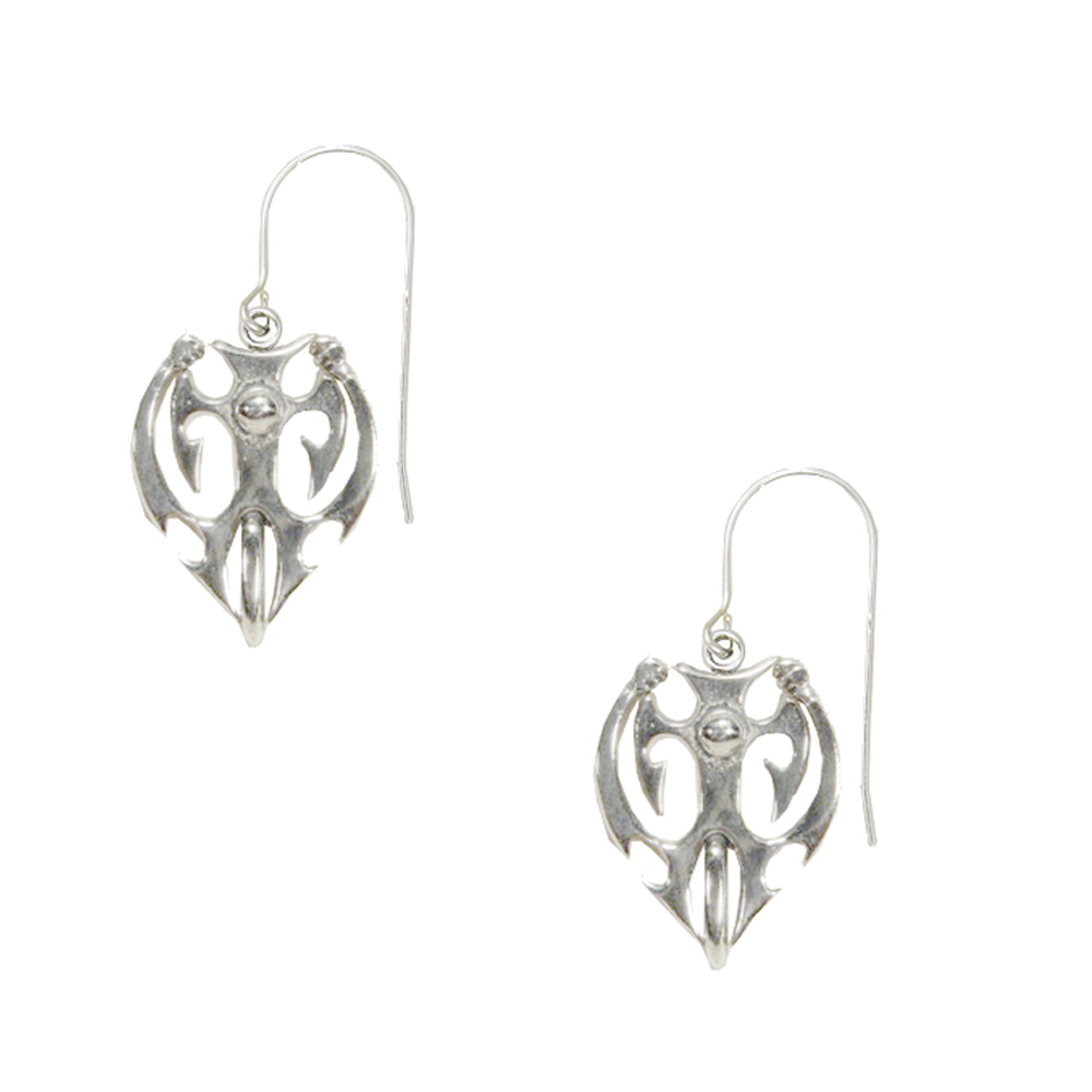 Sterling Silver Biker Tattoo Design Drop Dangle Earrings