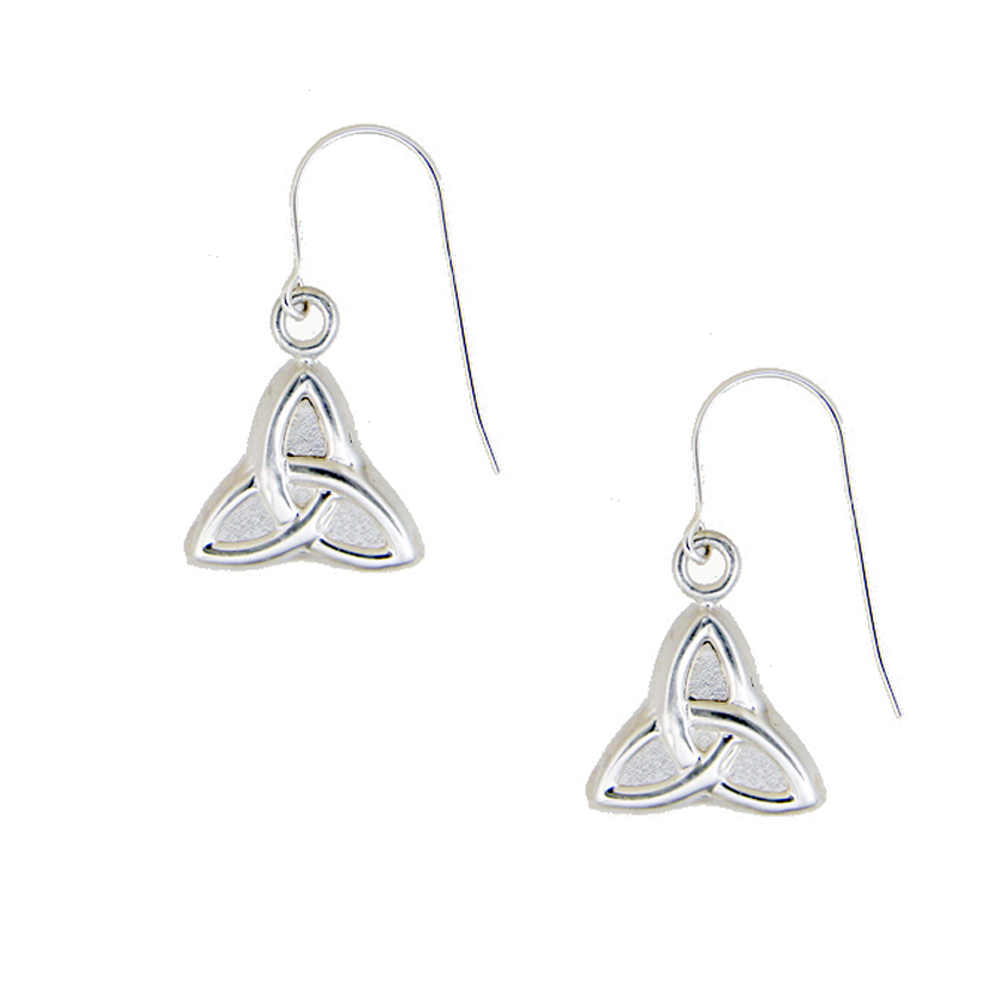 Sterling Silver Love Honor Protect Celtic Triquetra Trinity Knot Drop Dangle Earrings