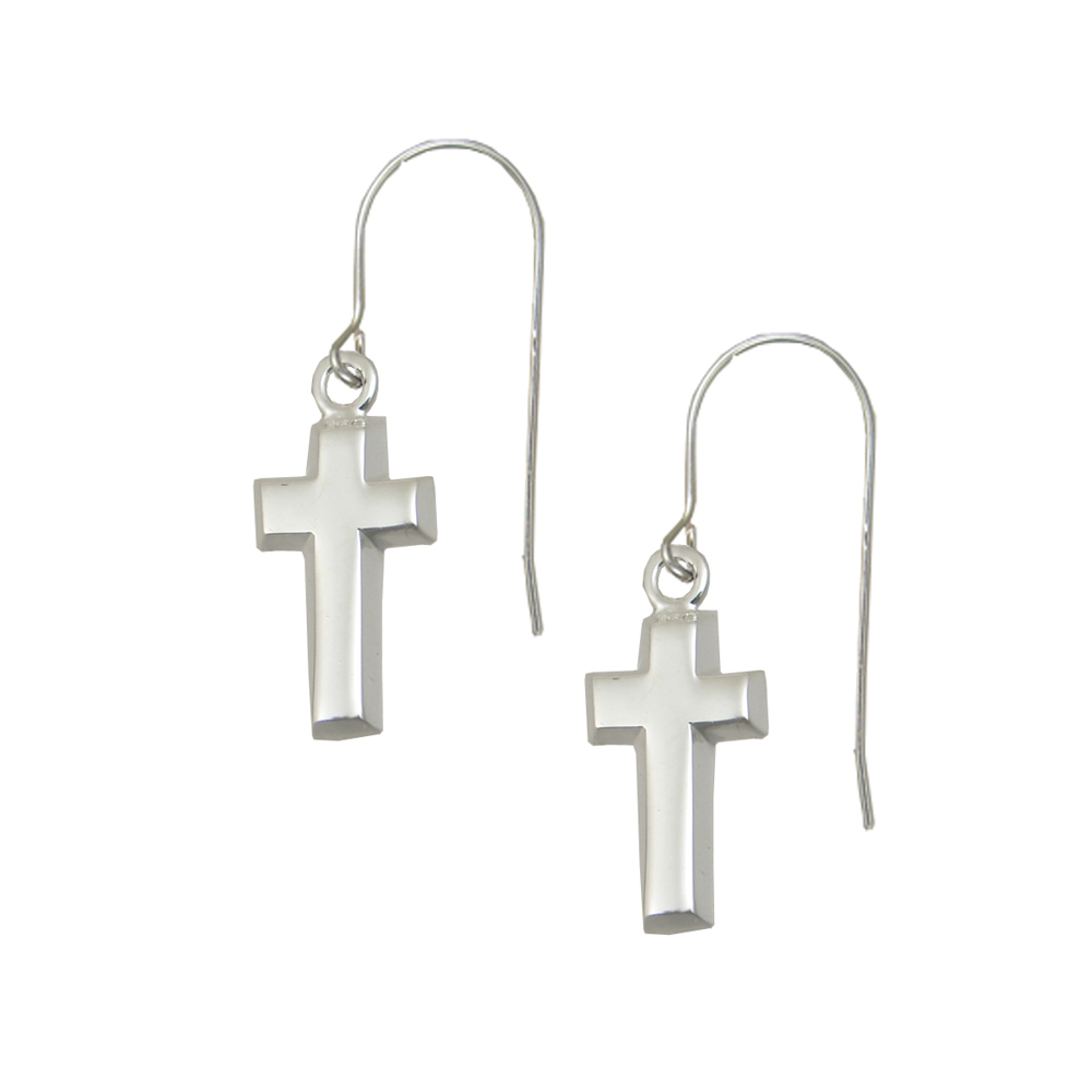 Sterling Silver Cross Drop Dangle Earrings