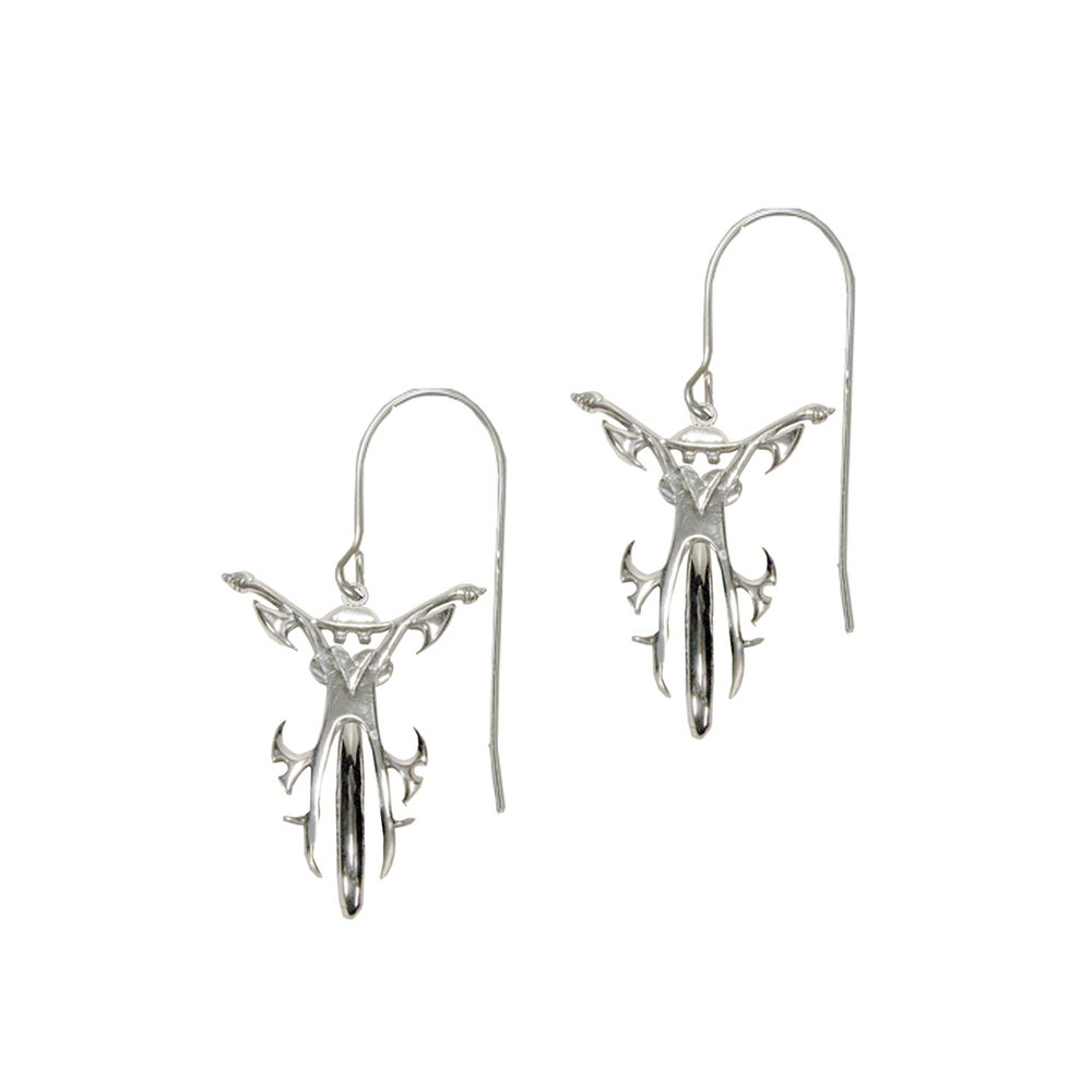 Sterling Silver Motorcycle Mama Drop Dangle Earrings