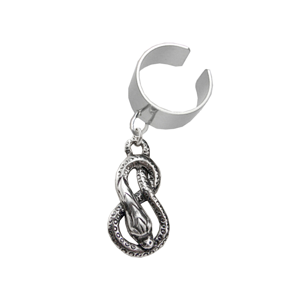 Sterling Silver Coiled Snake Dangle Ear Cuff