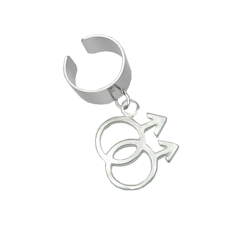Sterling Silver Male Gay Pride Symbol Dangle Ear Cuff