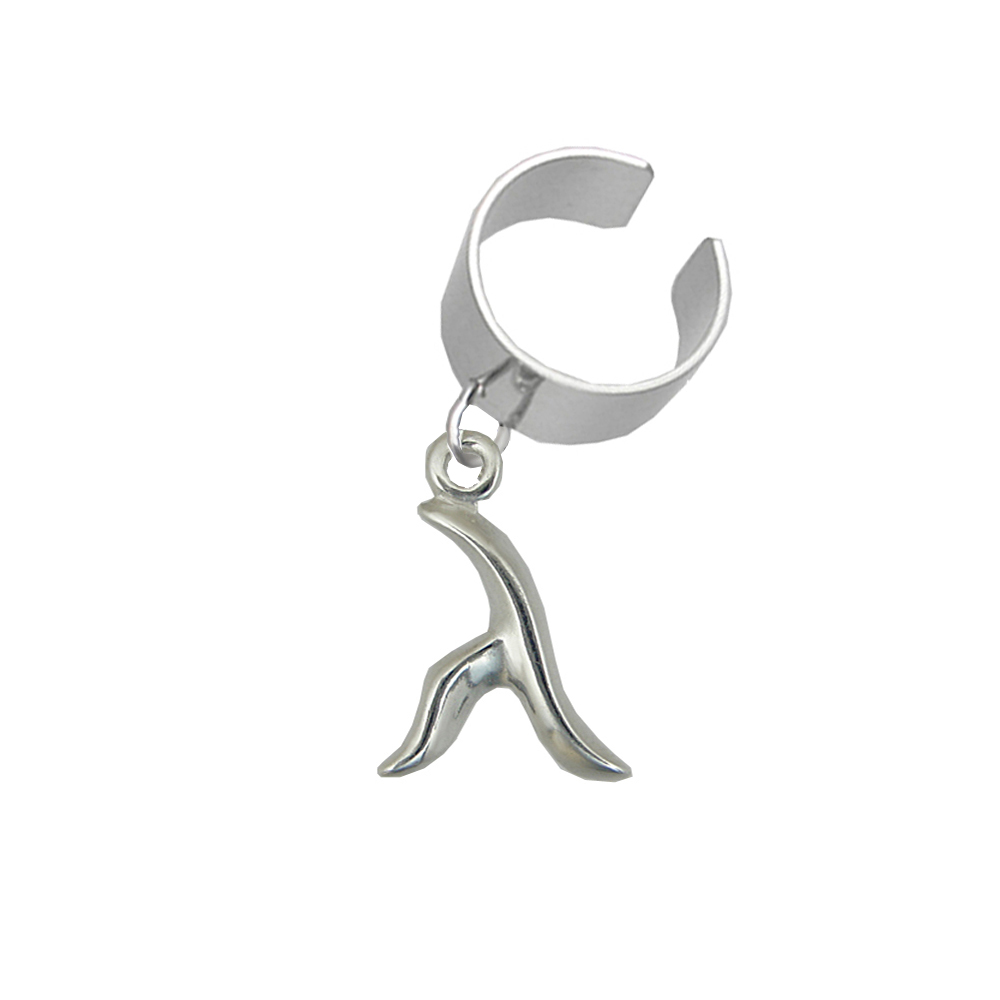 Sterling Silver Lambda Symbol Dangle Ear Cuff