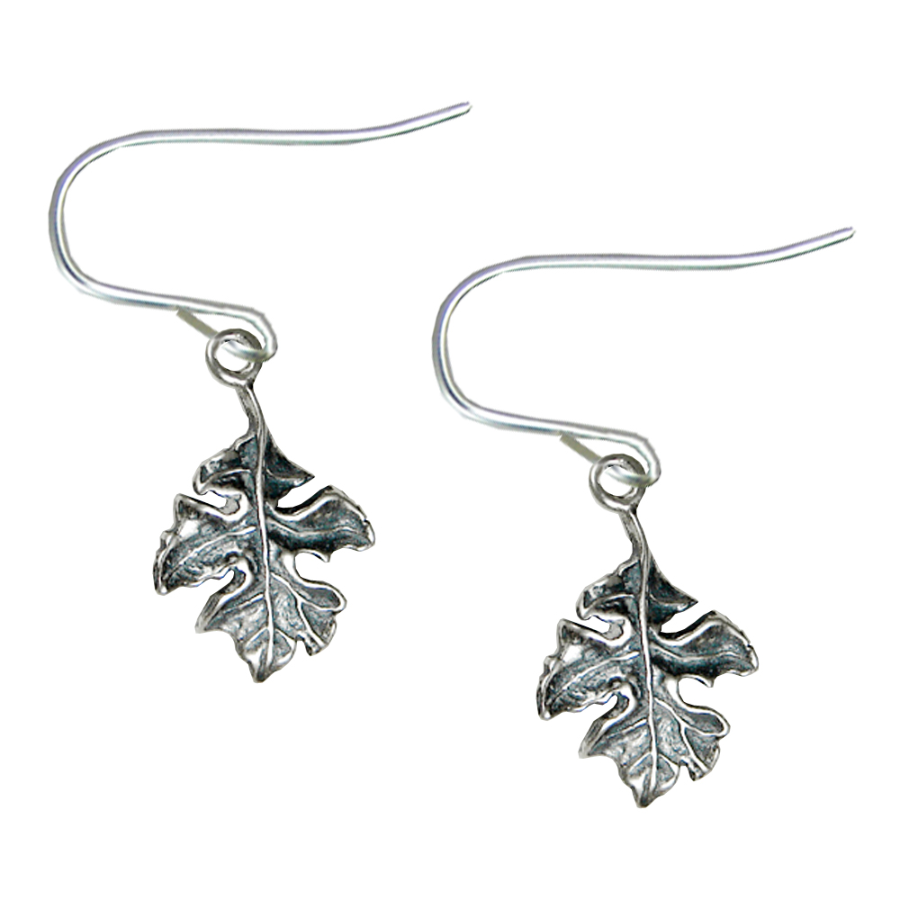 Sterling Silver Oak Leaf Drop Dangle Earrings