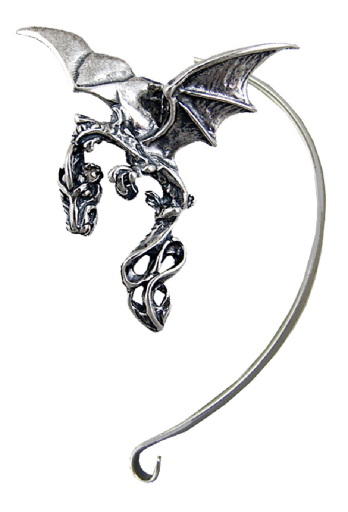 Sterling Silver Dramatic Dragon Left Only Ear Cuff Wrap
