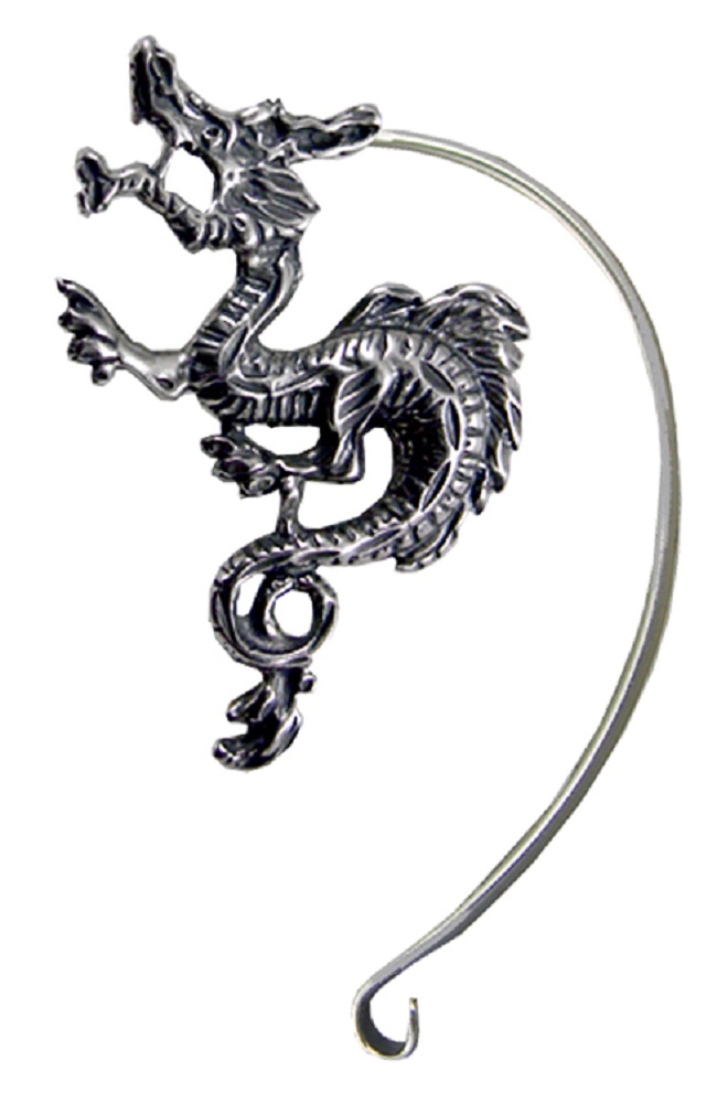 Sterling Silver Dragon Left Only Ear Cuff Wrap