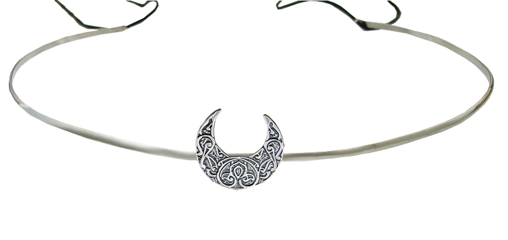 Sterling Silver Renaissance Style Stunning Celtic Moon Headpiece Circlet Tiara