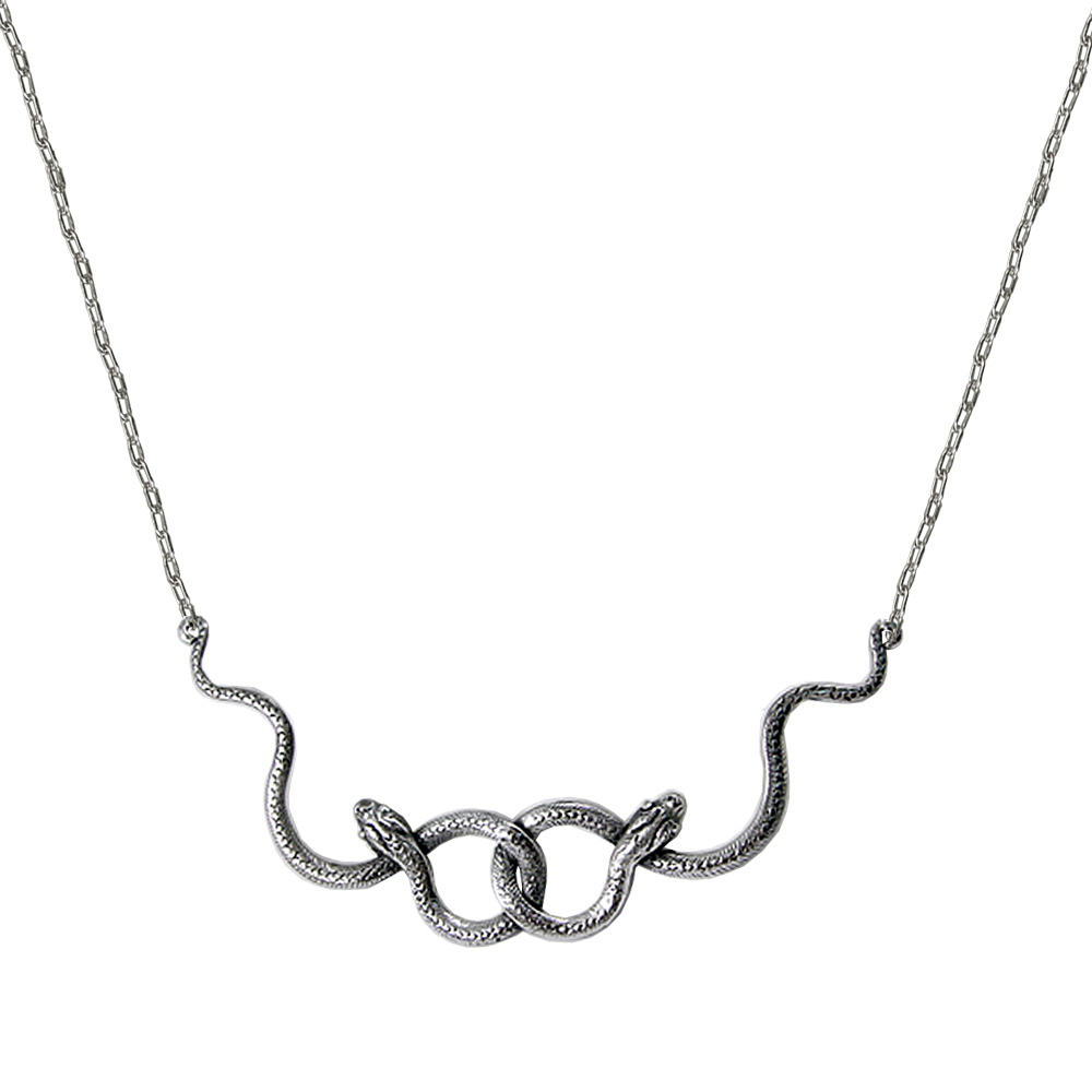 Sterling Silver Two Love Snakes Necklace