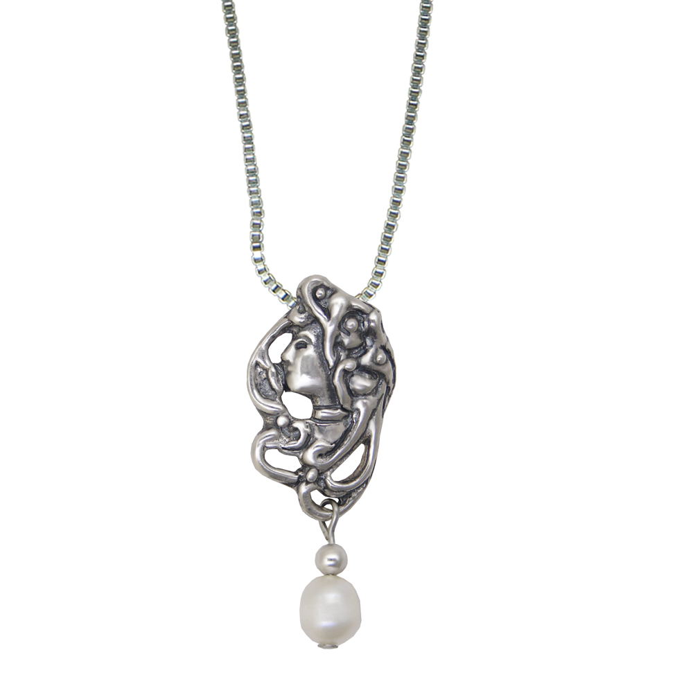 Sterling Silver Victorian Lady Necklace With Cultured Freshwater Pearl