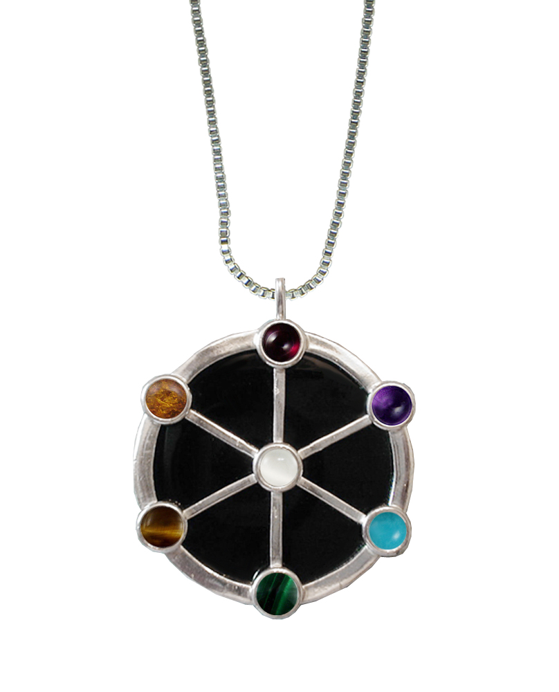 Sterling Silver Outstanding Chakra Wheel Pendant Necklace