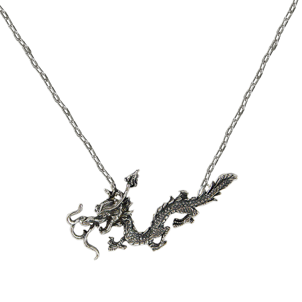 Sterling Silver Outstanding Eastern Dragon Necklace