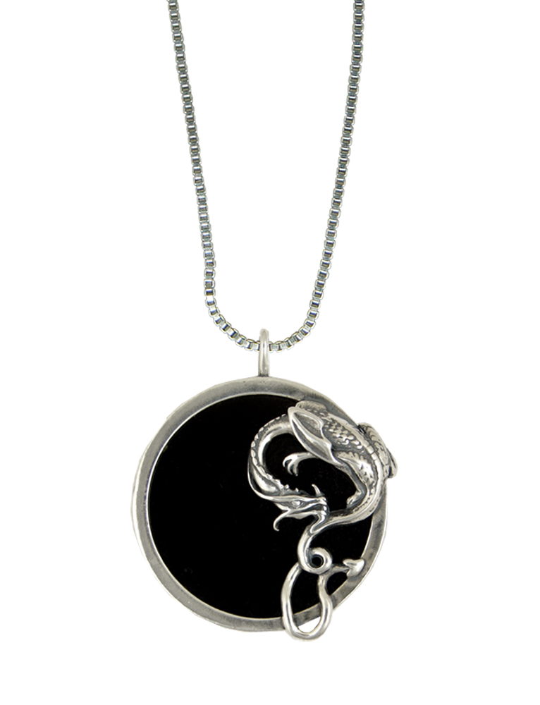 Sterling Silver Pendant Necklace With Magical Dragon