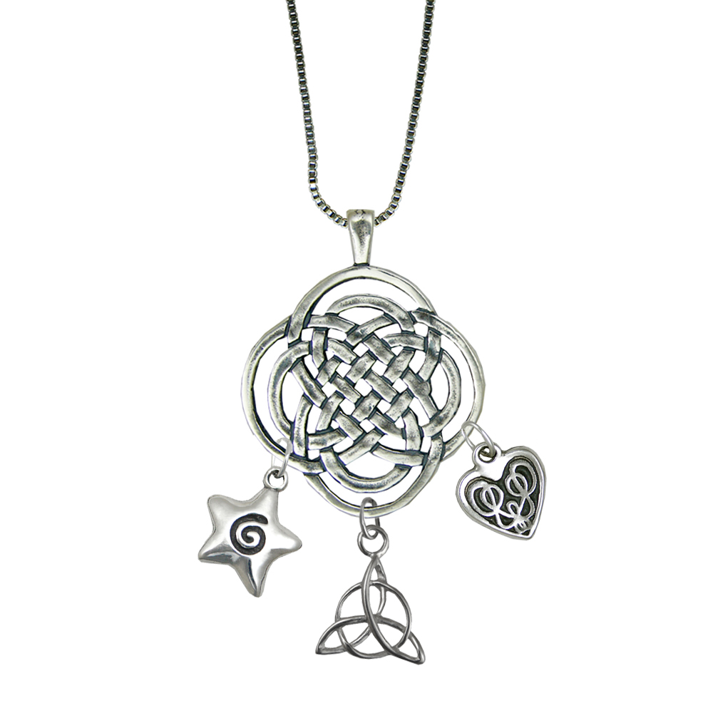 Sterling Silver Celtic Charm Holder Pendant Necklace
