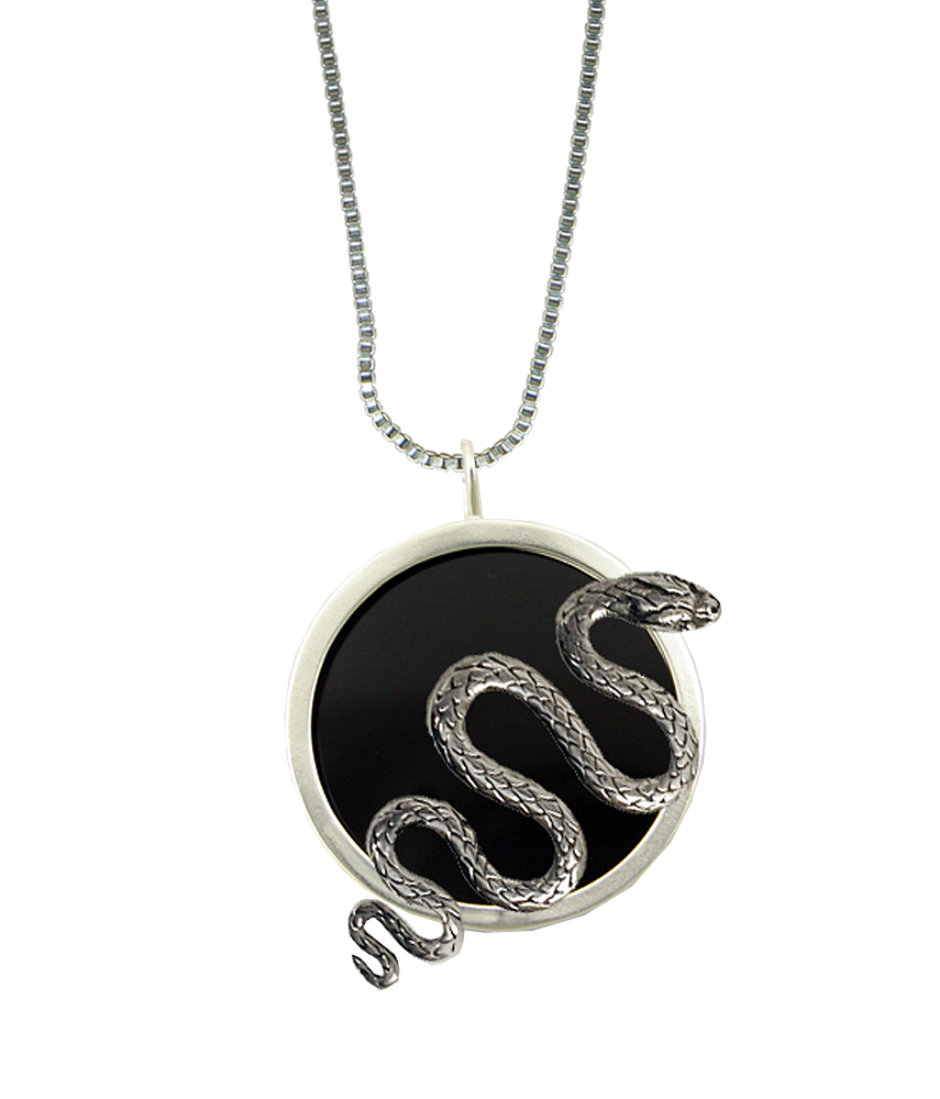 Sterling Silver Pendant Necklace With Serpent Snake