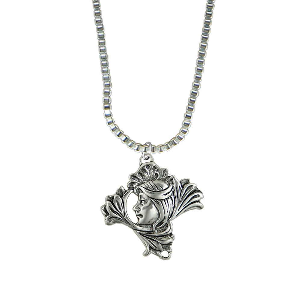 Sterling Silver Woman Maiden of the Lotus Flower Pendant Necklace