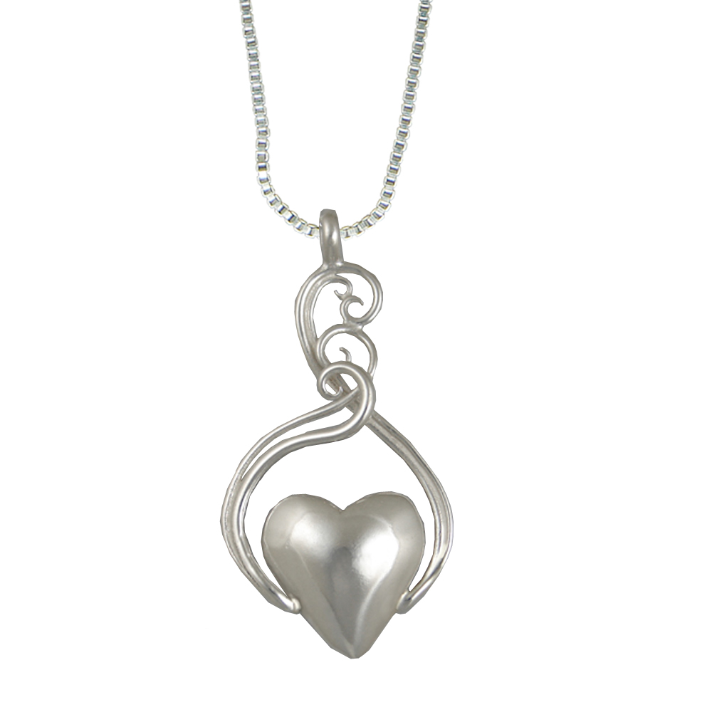 Sterling Silver Heart Waves Necklace
