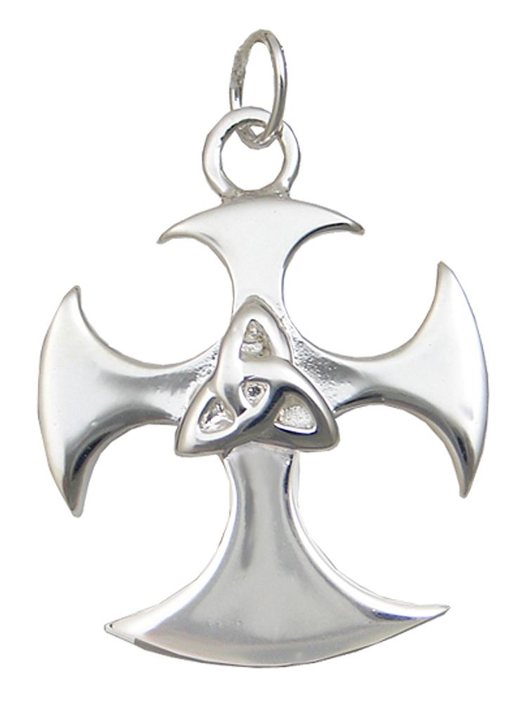 Sterling Silver Trinity Knot On Celtic Solar Cross Charm