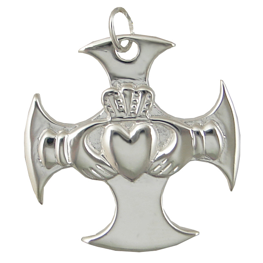 Sterling Silver Unique Claddagh Cross Charm