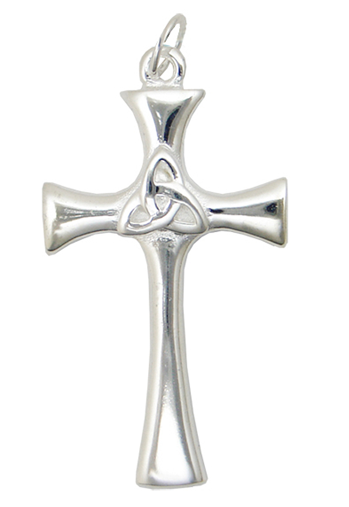 Sterling Silver Trinity Knot Tapered Cross Charm
