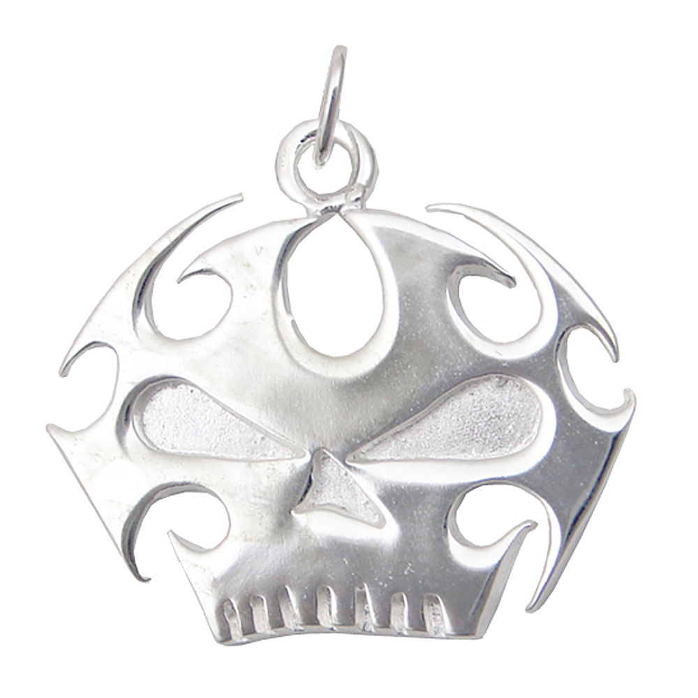 Sterling Silver Medium Tribal Skull Pendant