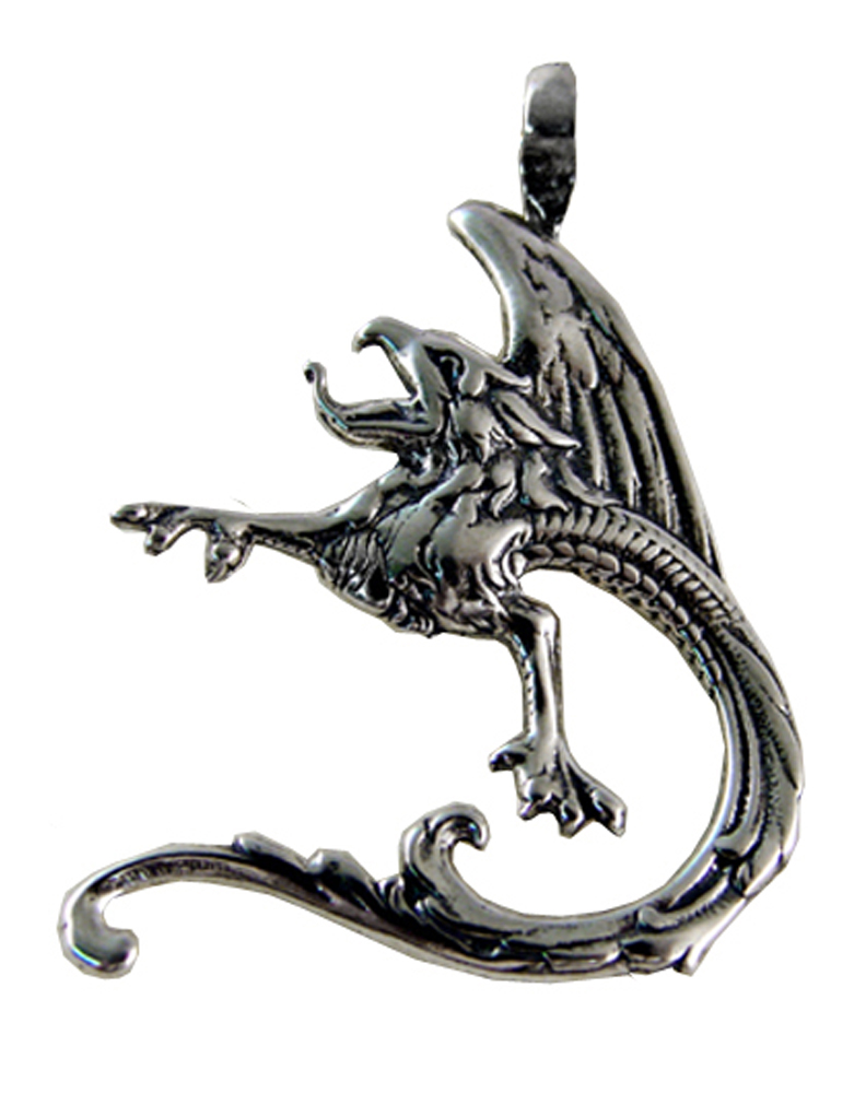 Sterling Silver Wyvern Dragon Pendant