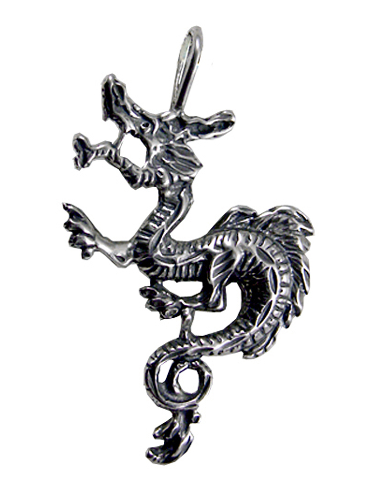 Sterling Silver Dragon Pendant of the Midnight Sky