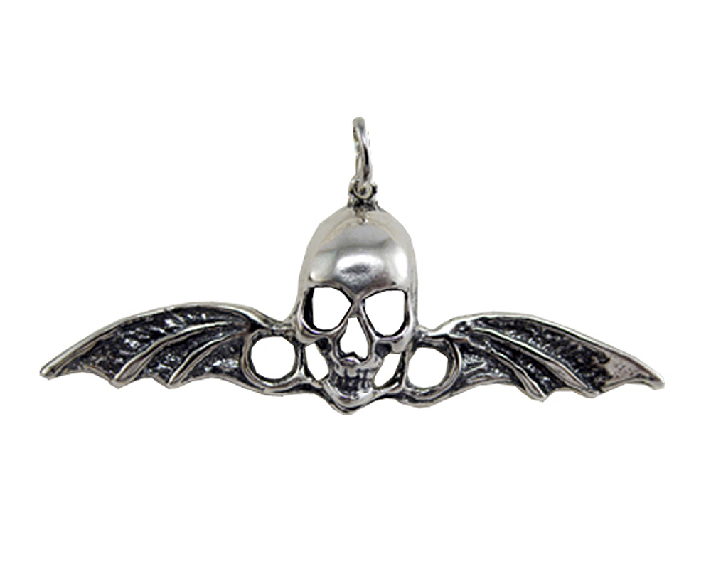 Sterling Silver Skull With Wings Pendant