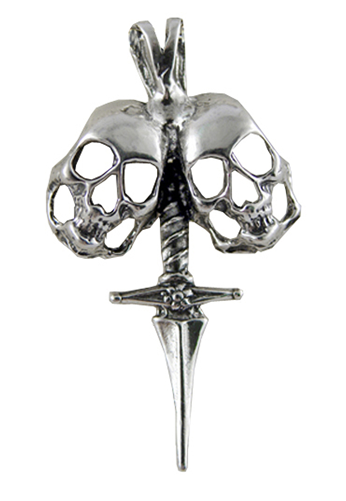 Sterling Silver Double Death Skull Pendant