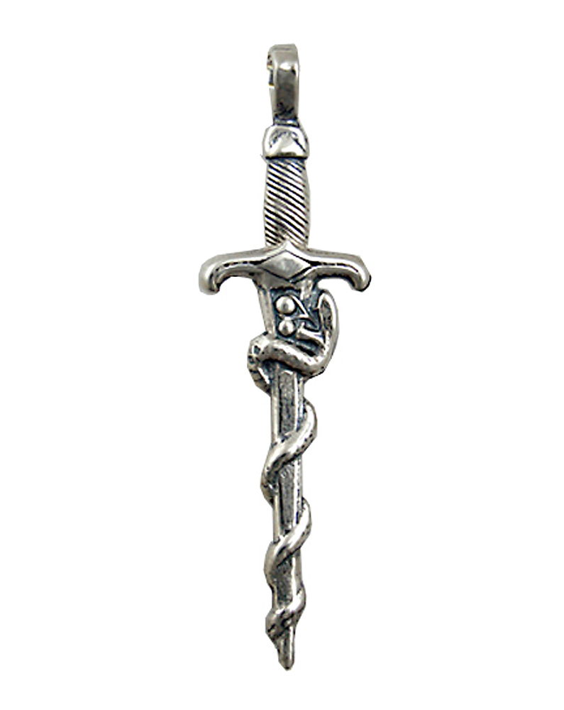 Sterling Silver Snake Serpent Sword Pendant