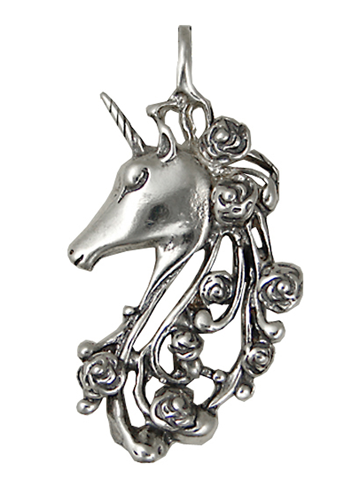 Sterling Silver Unicorn of the Roses Pendant